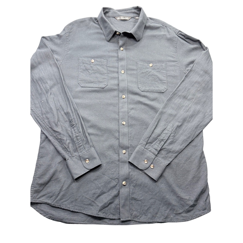 TravisMathew Mens XL Long Sleeve Button Down Shirt Gray Dual Pocket‎ Casual Top